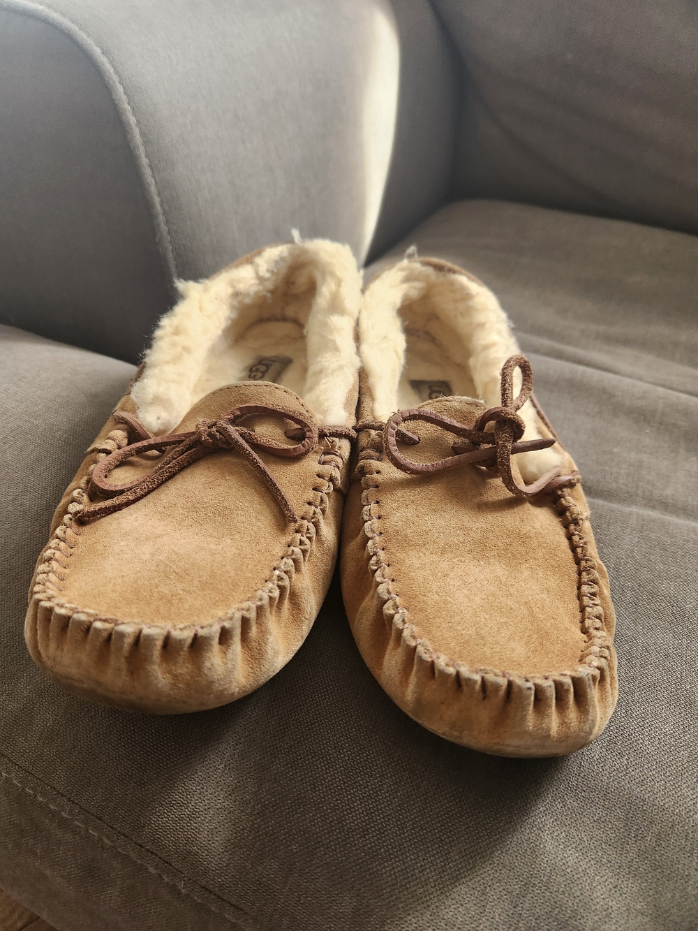 UGG Women's Chestnut Suede Shearling-Lined Moccasins